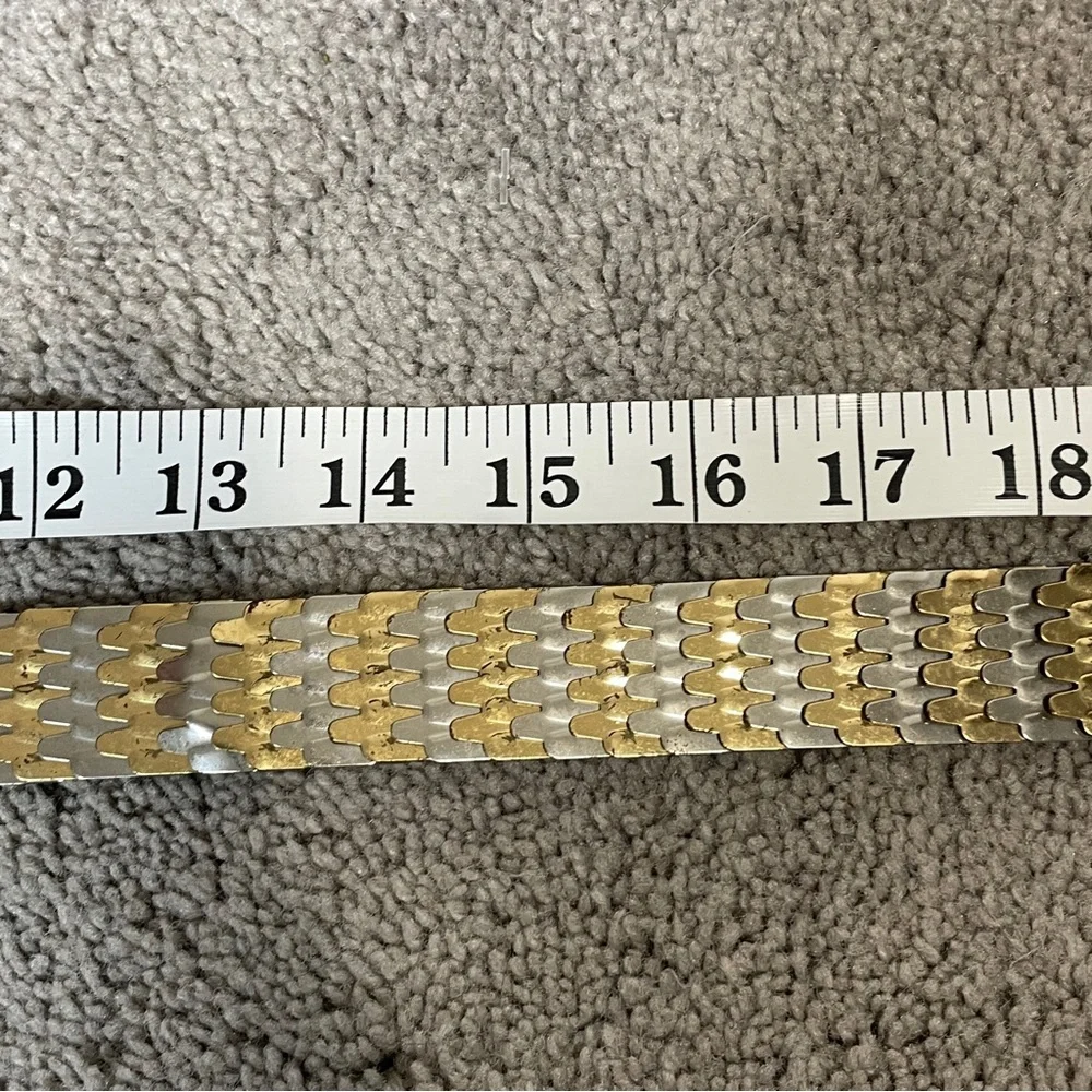 Vintage women's fashion belt 2‎ two tone silver gold metal fish scale belt